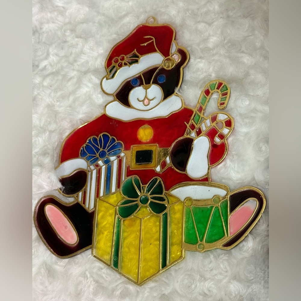 Festive Bear Ornament with Gifts window decor
